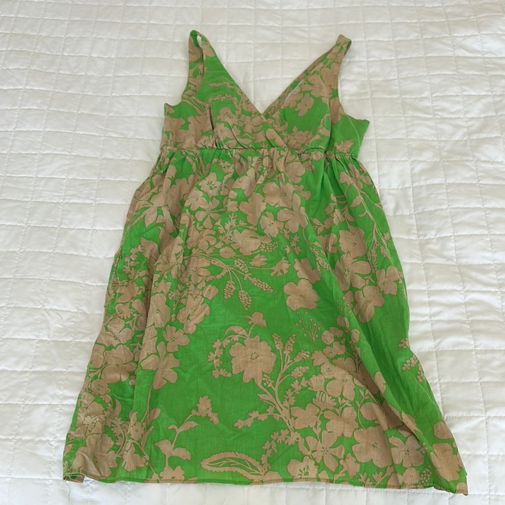 Old Navy Green and Tan Floral Mini Dress